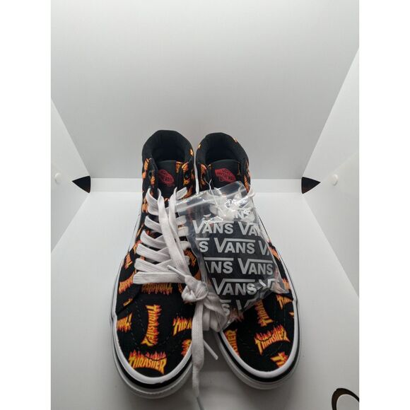 Vans x Thrasher Skate Sk8-Hi PopCush Black Multi Flame Logo Men’s Size 6 - New - Picture 1 of 7